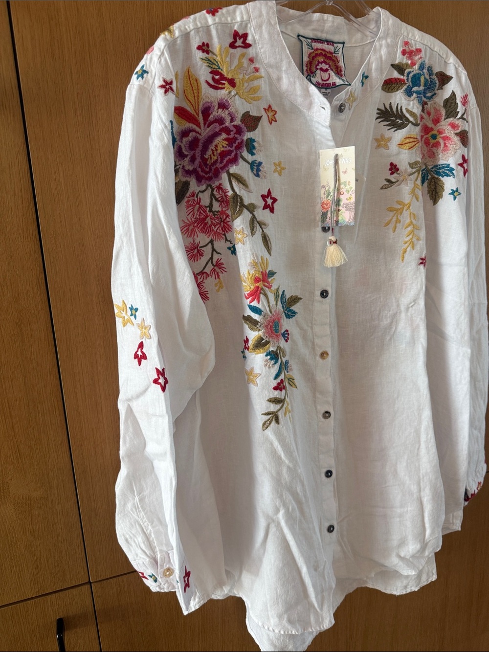 Johnny Was Amara Floral Embroidered Mandarin Collar Long sleeve Shirt Size 1X - Picture 6 of 13